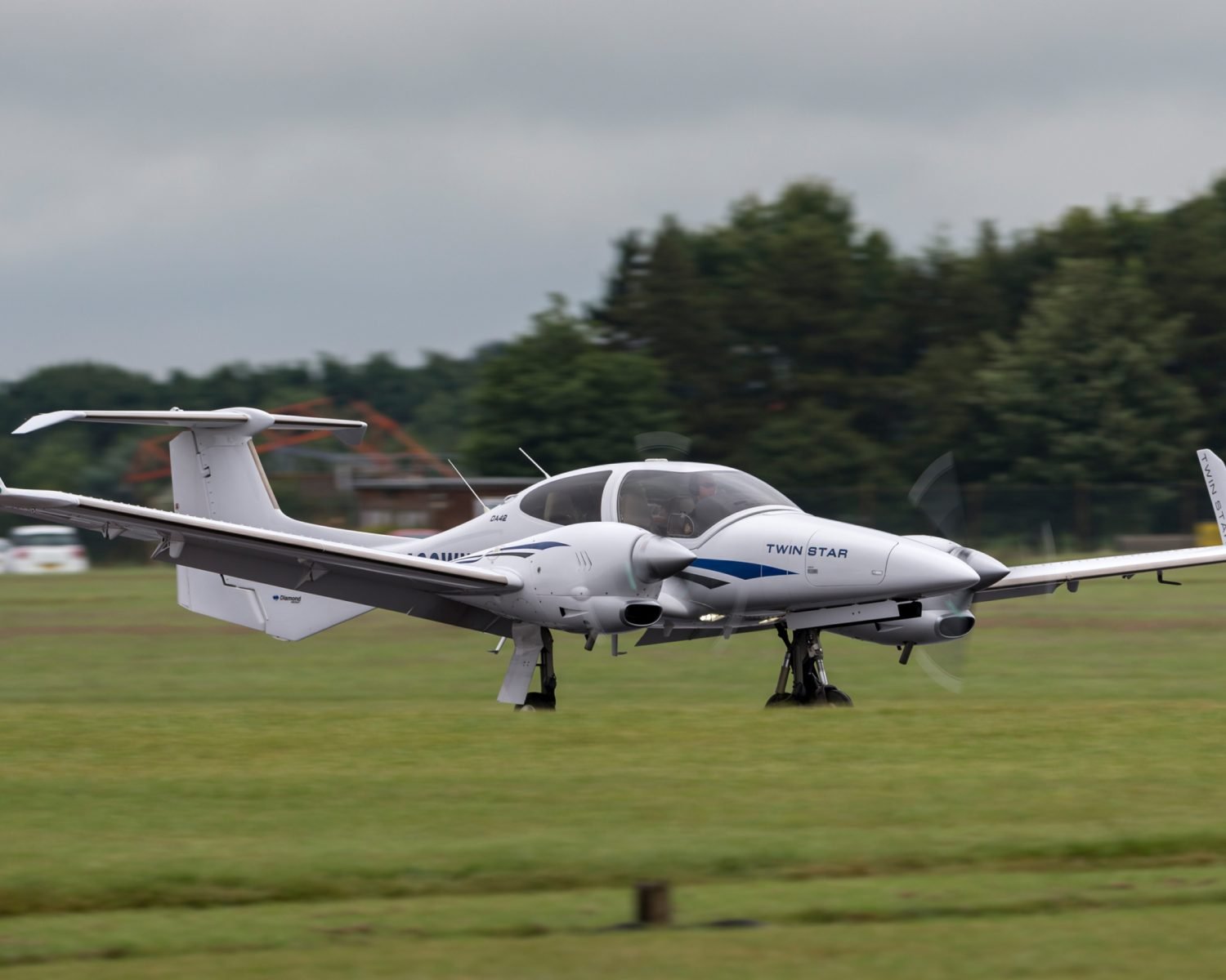RAF Waddington, Lincolnshire, UK - July 7, 2014: Diamond DA-42 Twin Star aircraft N469WW.